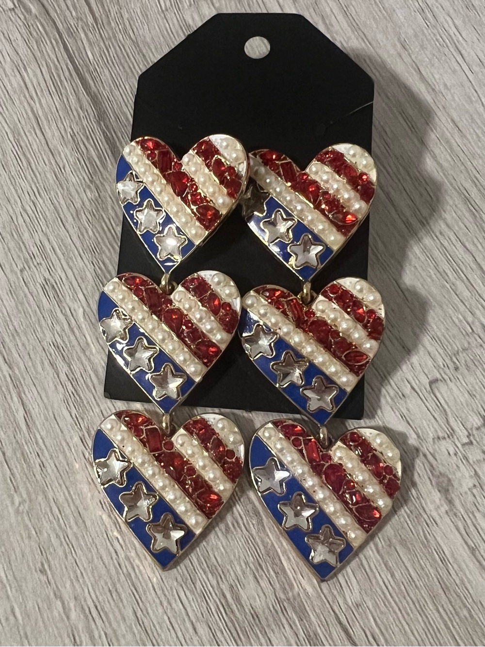 5/$25 Independence Day, July 4th heart earrings